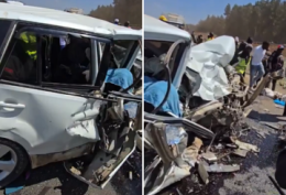 A collage of the vehicle involved in a road accident at Kijabe along the Nairobi-Nakuru Highway.
